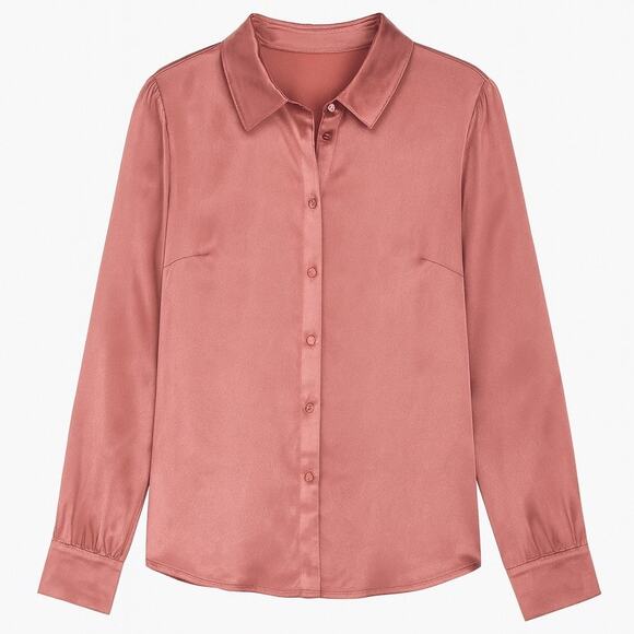 Boden Pink Rose Satin Button Down Blouse Size 10 - Picture 1 of 6